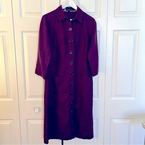 Vintage Boden - Shirt Style Plum Color Linen Dress